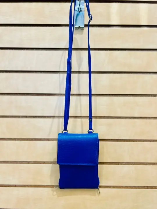 Cobalt blue leather crossbody bag